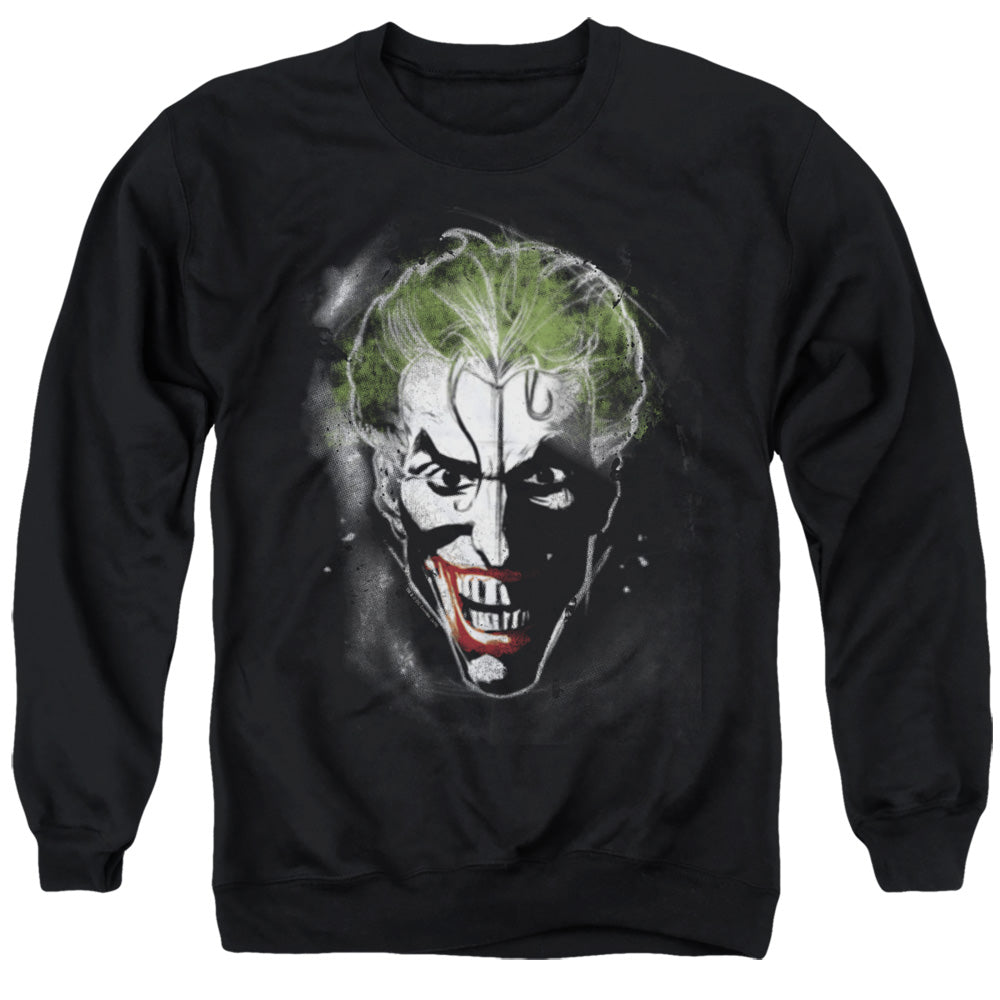 Batman Comics Face Of Madness Men's Crewneck 50 50 Poly Long-Sleeve T-Shirt