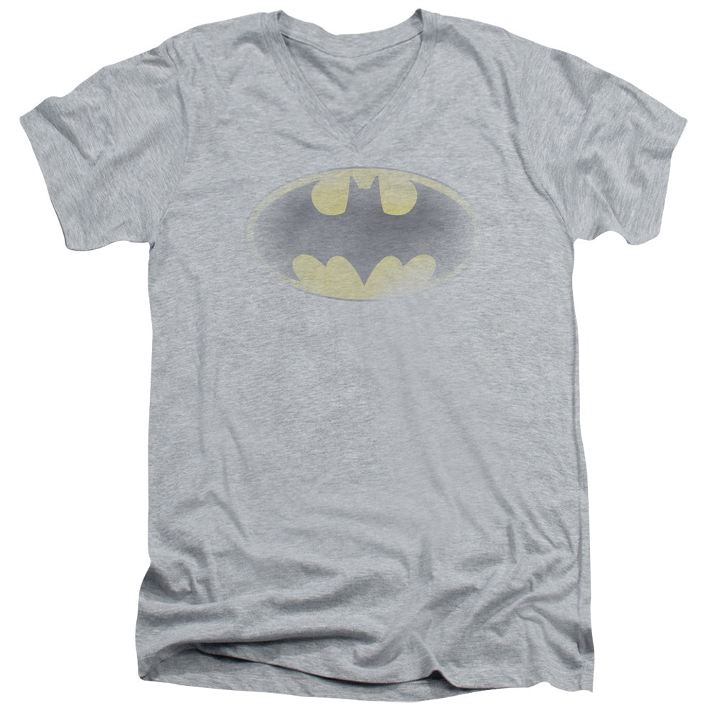 Batman Comics Faded Logo Men's 30/1 Cotton Slim V-Neck T-Shirt