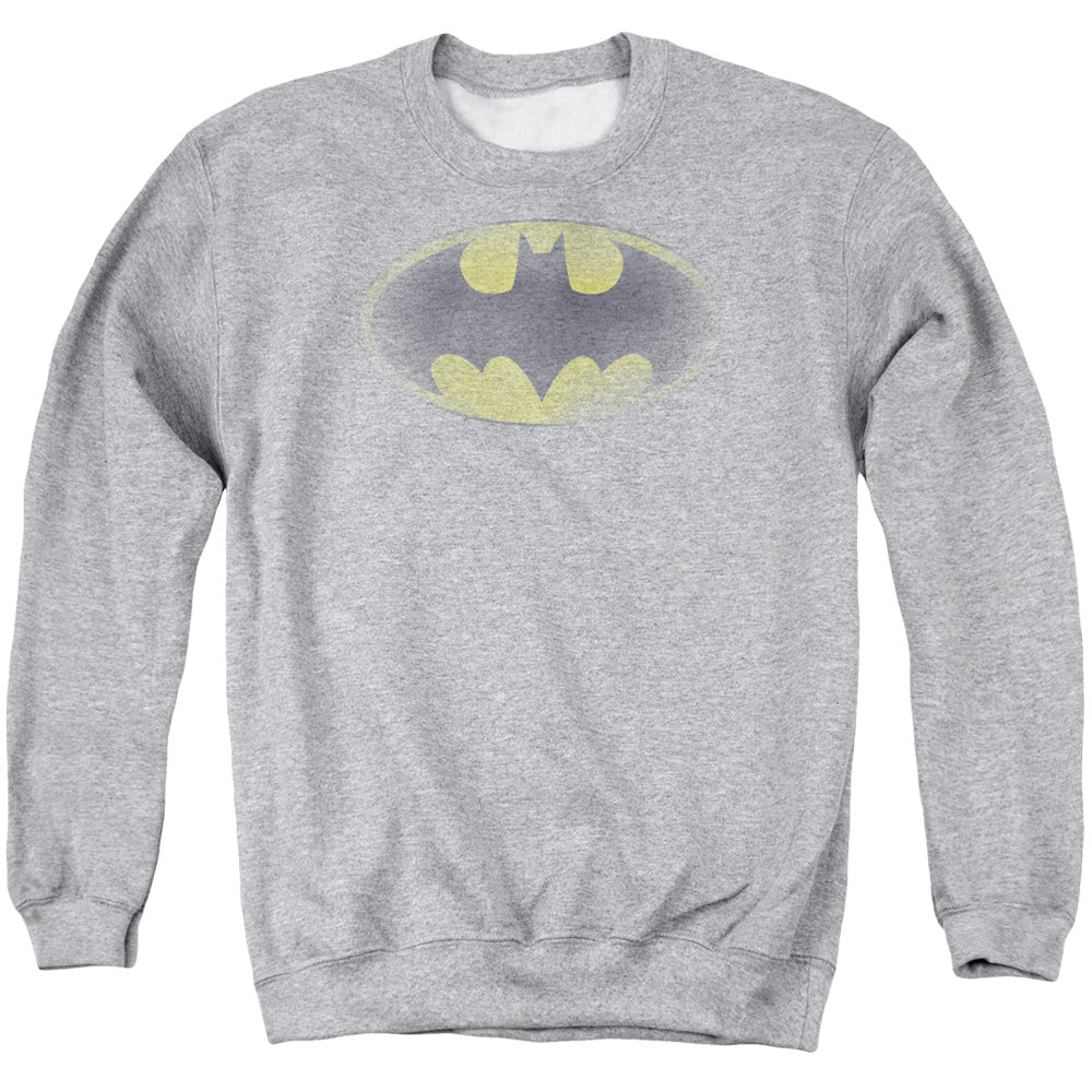 Batman Comics Faded Logo Men's Crewneck 50 50 Poly Long-Sleeve T-Shirt