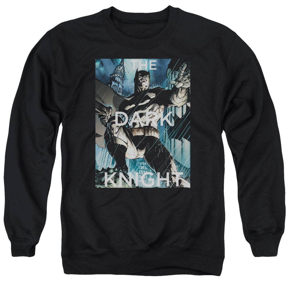 Batman Comics Fighting The Storm Men's Crewneck 50 50 Poly Long-Sleeve T-Shirt