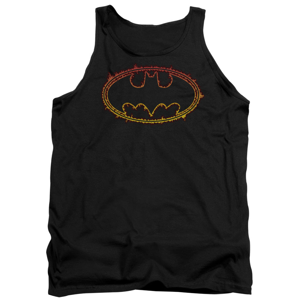 Batman Comics Flame Outlined Logo Men's 18/1 Cotton Tank Top