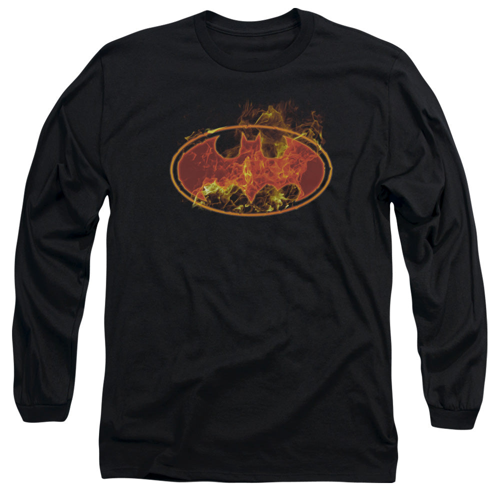 Batman Comics Flames Logo Men's 18/1 Cotton Long-Sleeve T-Shirt