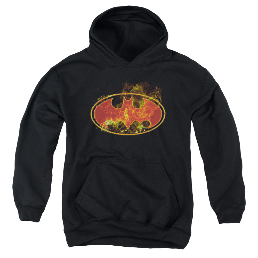 Batman Comics Flames Logo Youth Cotton Poly Pull-Over Hoodie