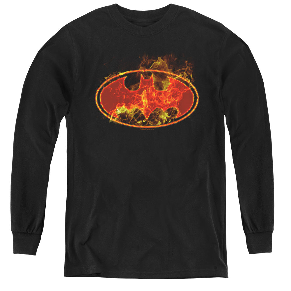 Batman Comics Flames Logo Youth Long-Sleeve T-Shirt