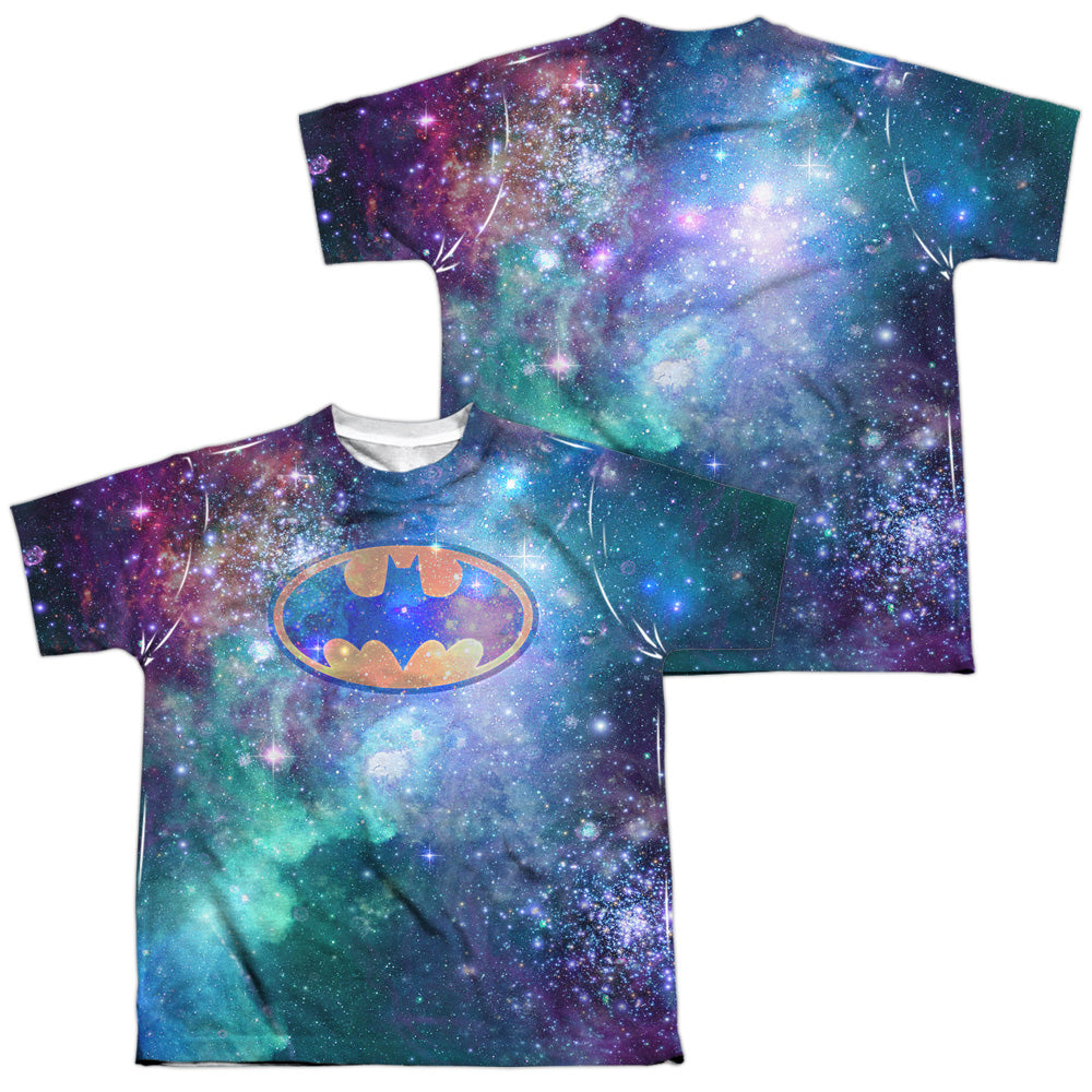 Batman Comics Galaxy Symbol (Front/Back Print) Youth Regular Fit Poly Short-Sleeve T-Shirt