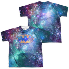 Batman Comics Galaxy Symbol (Front/Back Print) Youth Regular Fit Poly Short-Sleeve T-Shirt