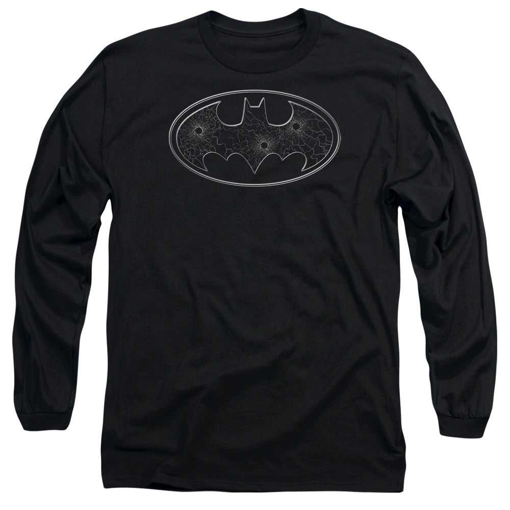 Batman Comics Glass Hole Logo Men's 18/1 Cotton Long-Sleeve T-Shirt