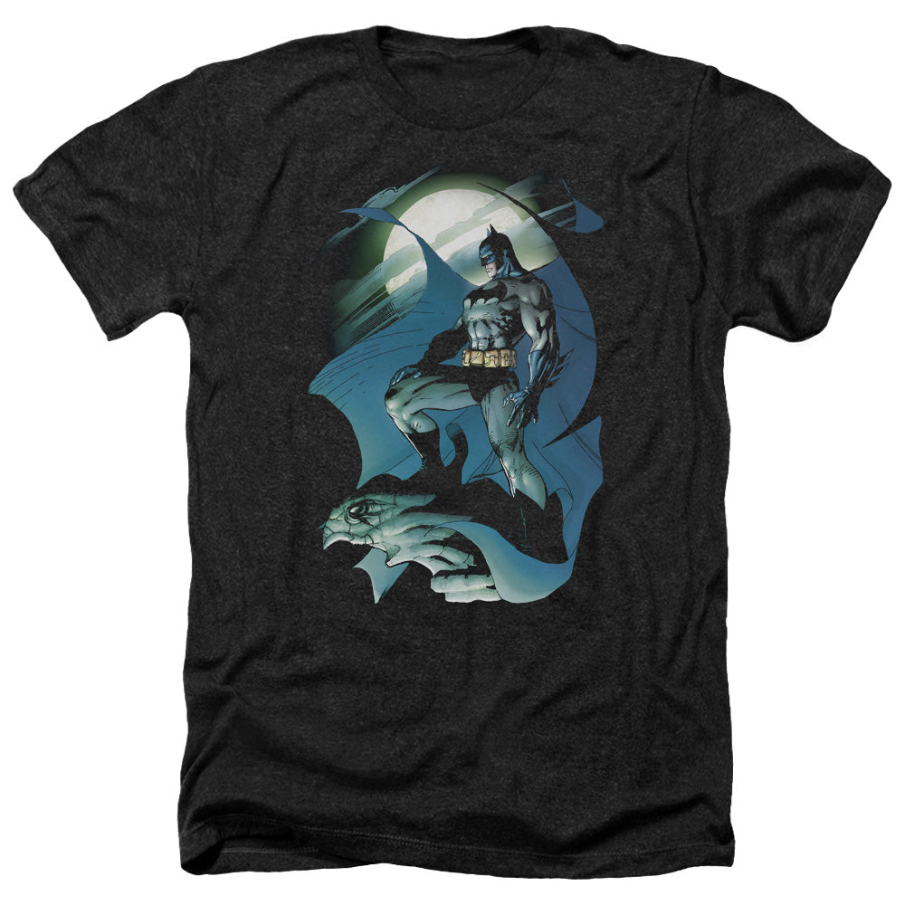 Batman Comics Glow Of The Moon Men's 30/1 Heather 60 40 Poly Short-Sleeve T-Shirt