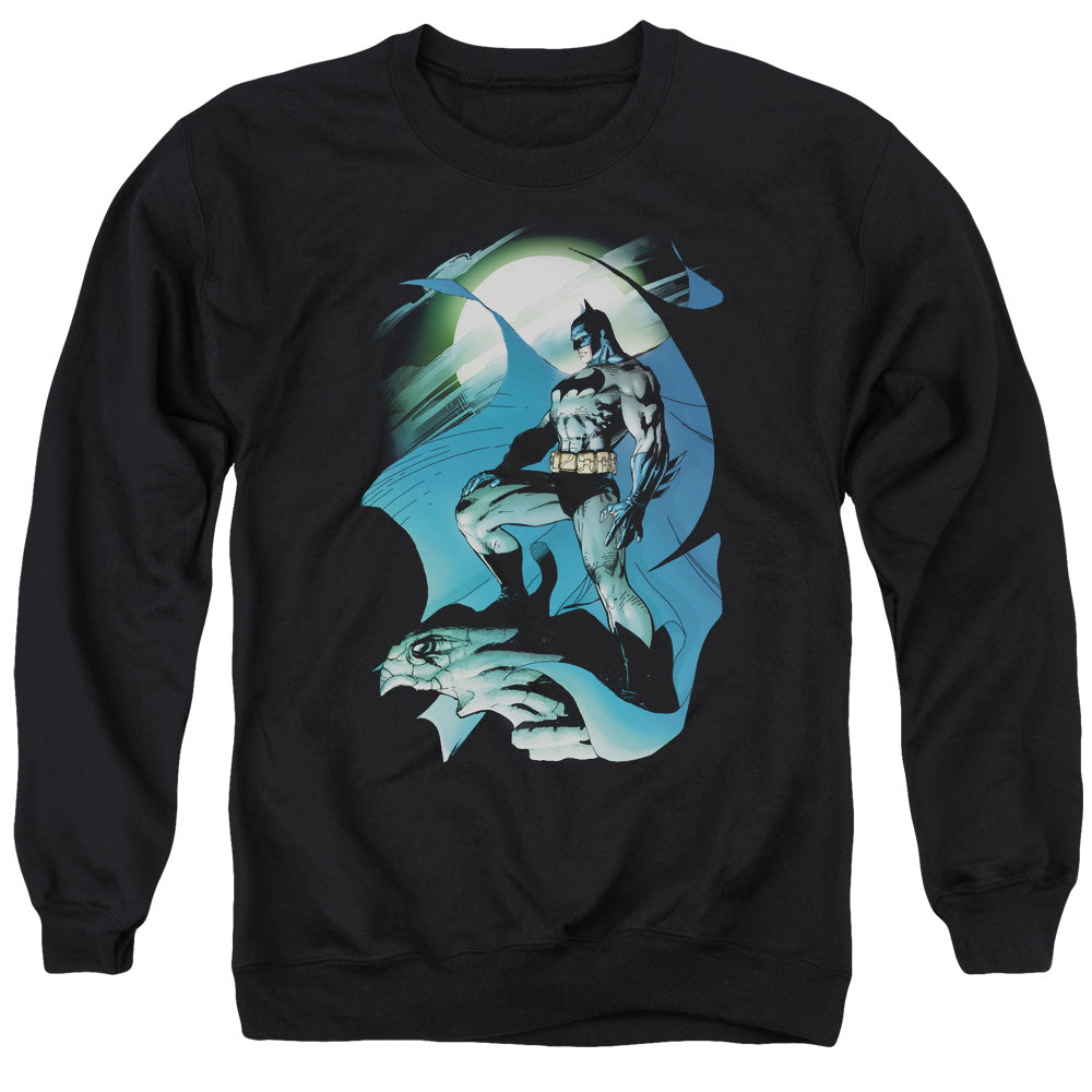 Batman Comics Glow Of The Moon Men's Crewneck 50 50 Poly Long-Sleeve T-Shirt