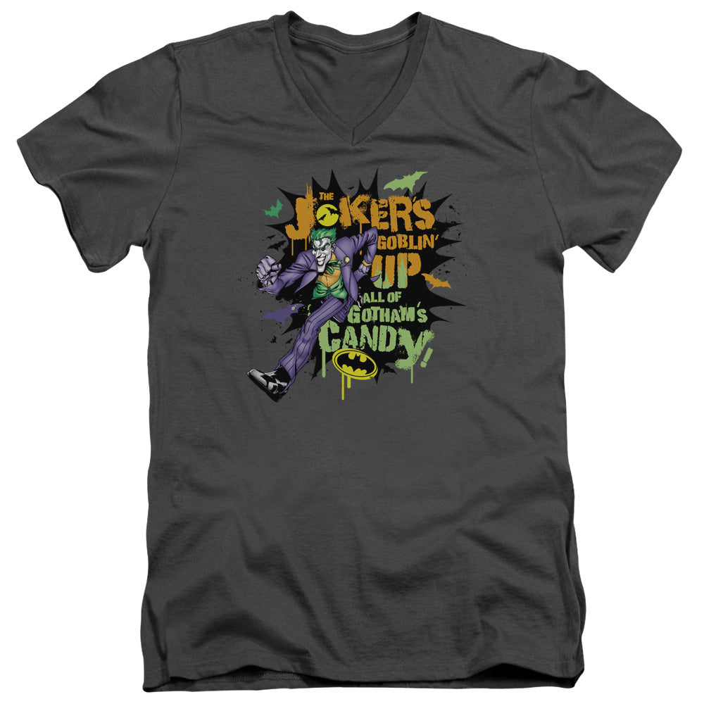 Batman Comics Goblin Candy Men's 30/1 Cotton Slim V-Neck T-Shirt