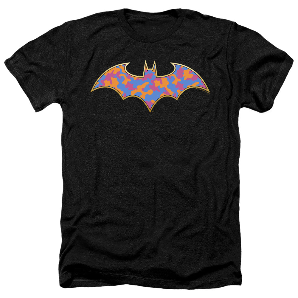 Batman Comics Gold Camo Men's 30/1 Heather 60 40 Poly Short-Sleeve T-Shirt