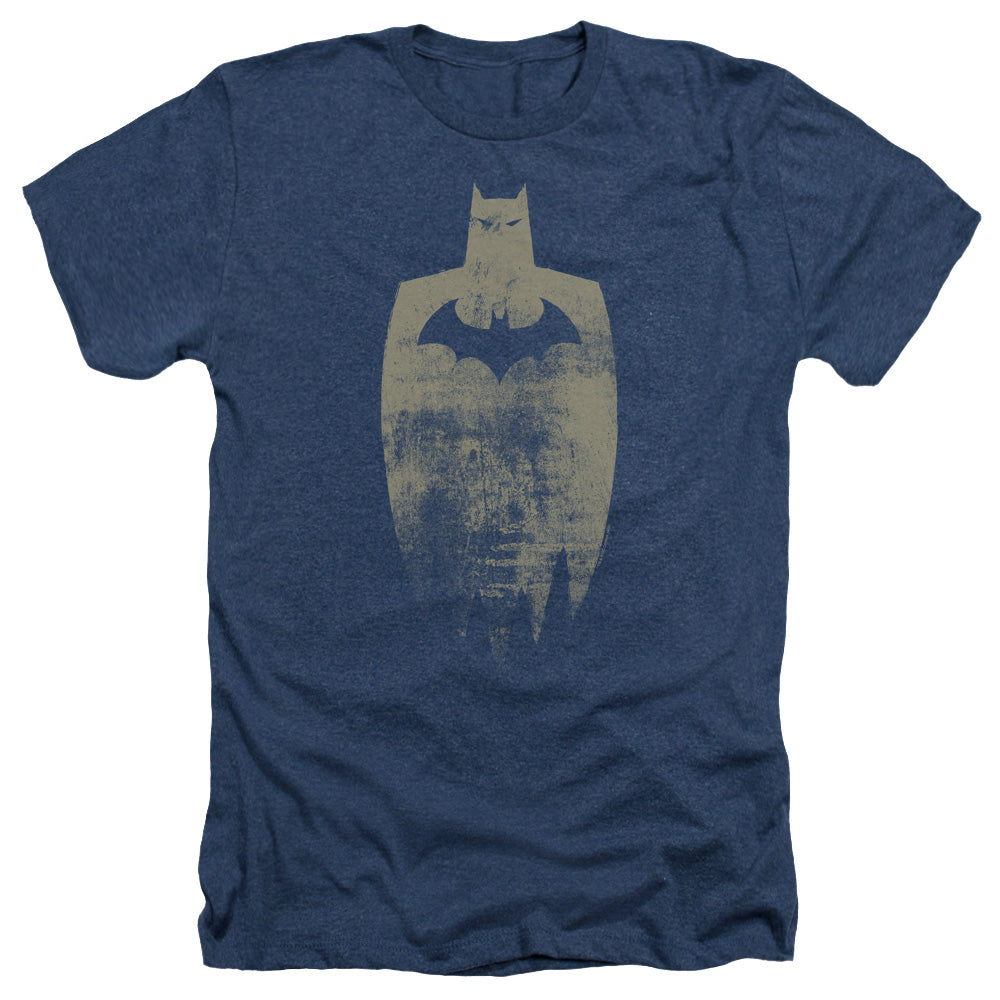 Batman Comics Gold Silhouette Men's 30/1 Heather 60 40 Poly Short-Sleeve T-Shirt