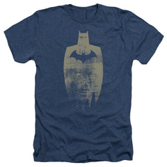 Batman Comics Gold Silhouette Men's 30/1 Heather 60 40 Poly Short-Sleeve T-Shirt