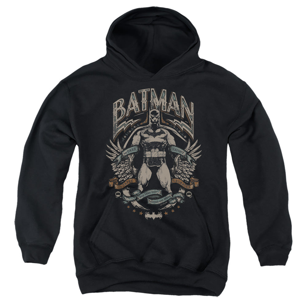Batman Comics Gotham Hero On Black Youth Cotton Poly Pull-Over Hoodie