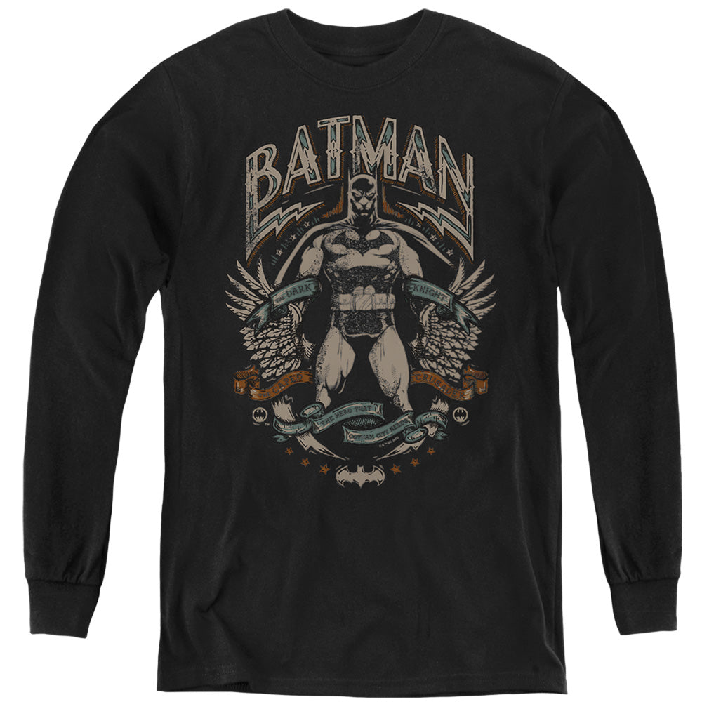 Batman Comics Gotham Hero On Black Youth Long-Sleeve T-Shirt