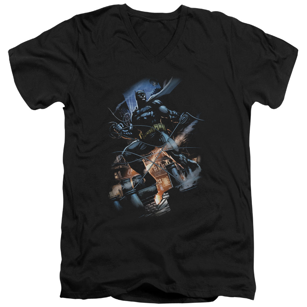 Batman Comics Gotham Knight Men's 30/1 Cotton Slim V-Neck T-Shirt