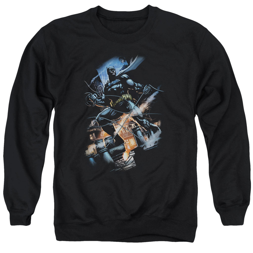 Batman Comics Gotham Knight Men's Crewneck 50 50 Poly Long-Sleeve T-Shirt
