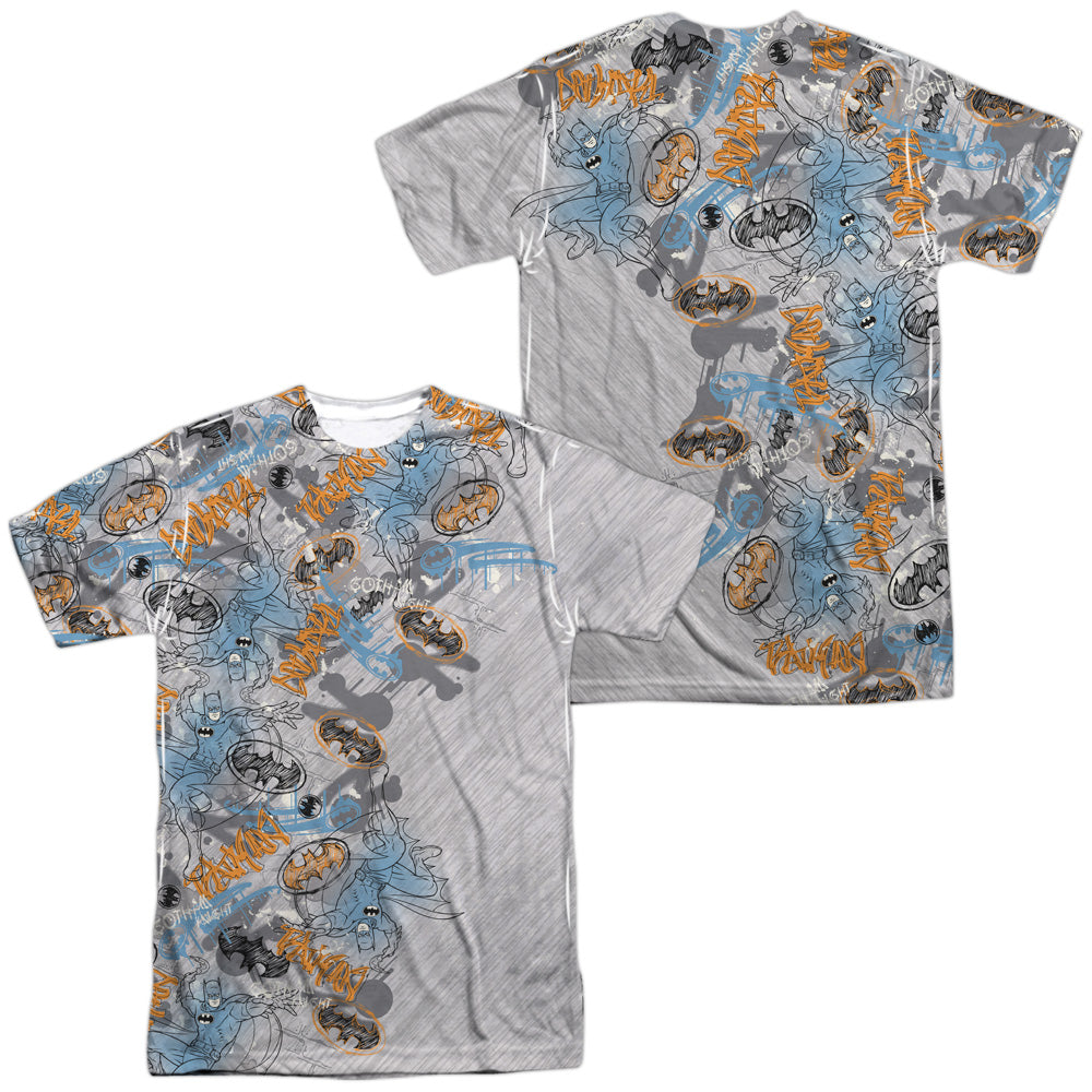 Batman Comics Gotham Knight Sketchy (Front/Back Print) Men's Regular Fit Polyester Short-Sleeve T-Shirt