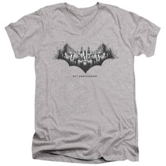 Batman Comics Gotham Shield Men's 30/1 Cotton Slim V-Neck T-Shirt