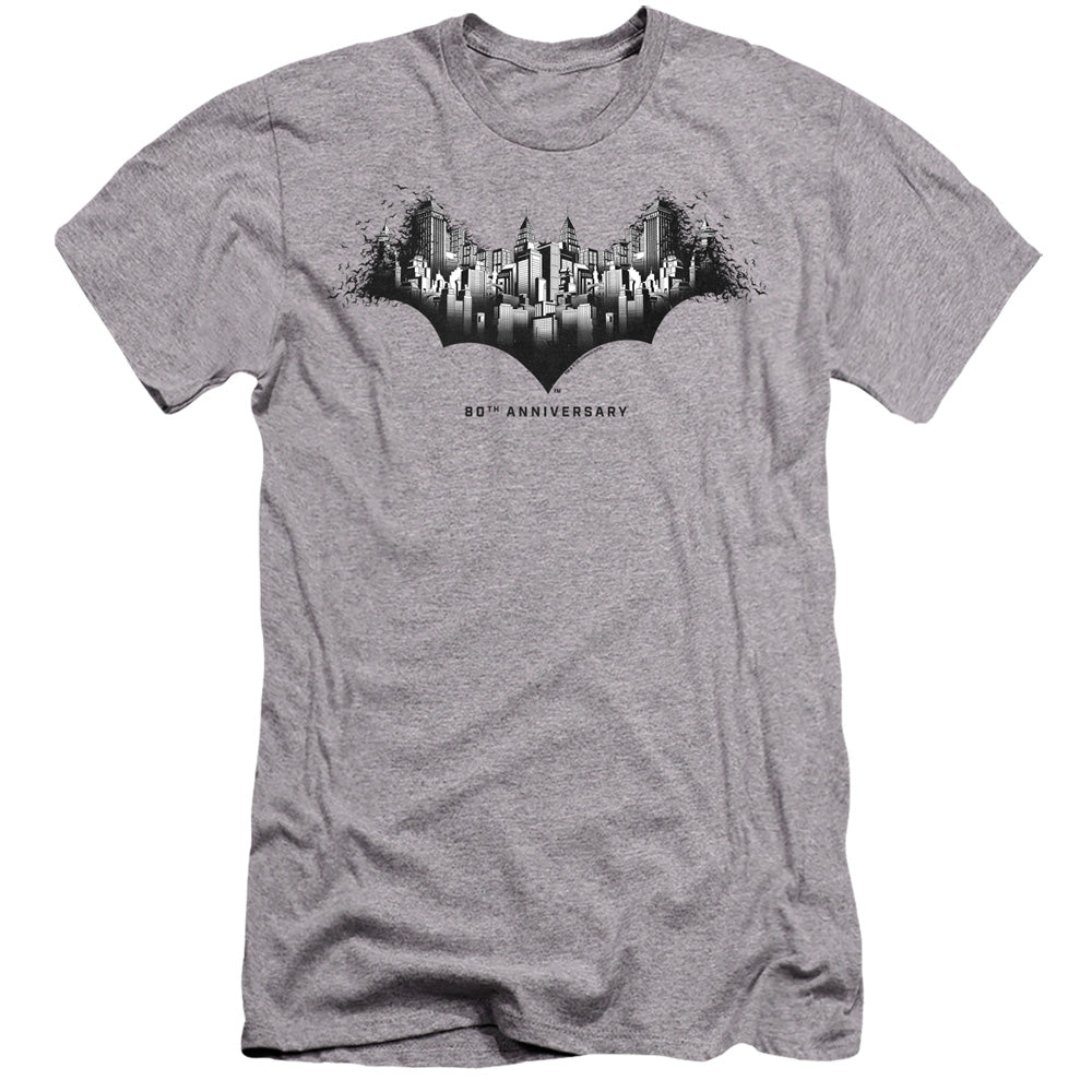 Batman Comics Gotham Shield Men's Ultra-Soft 30/1 Cotton Slim Short-Sleeve T-Shirt