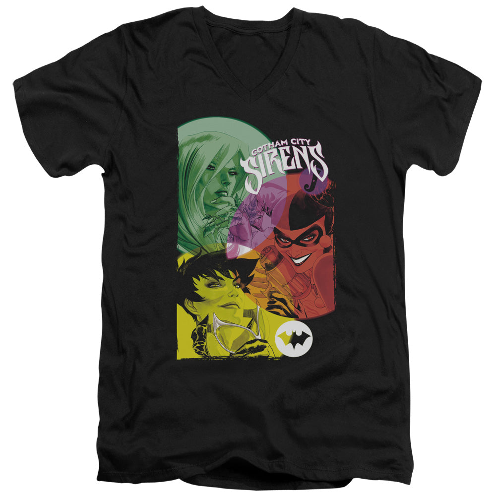 Batman Comics Gotham Sirens Men's 30/1 Cotton Slim V-Neck T-Shirt