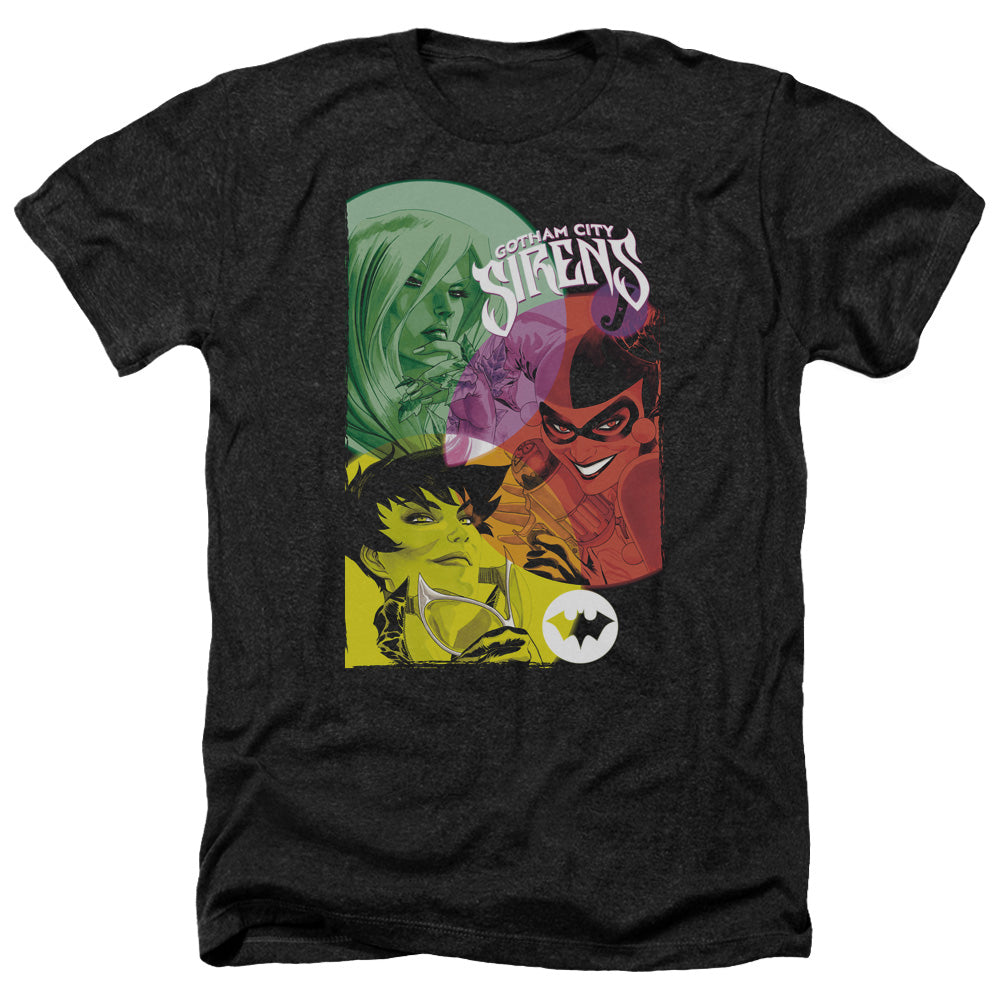 Batman Comics Gotham Sirens Men's 30/1 Heather 60 40 Poly Short-Sleeve T-Shirt