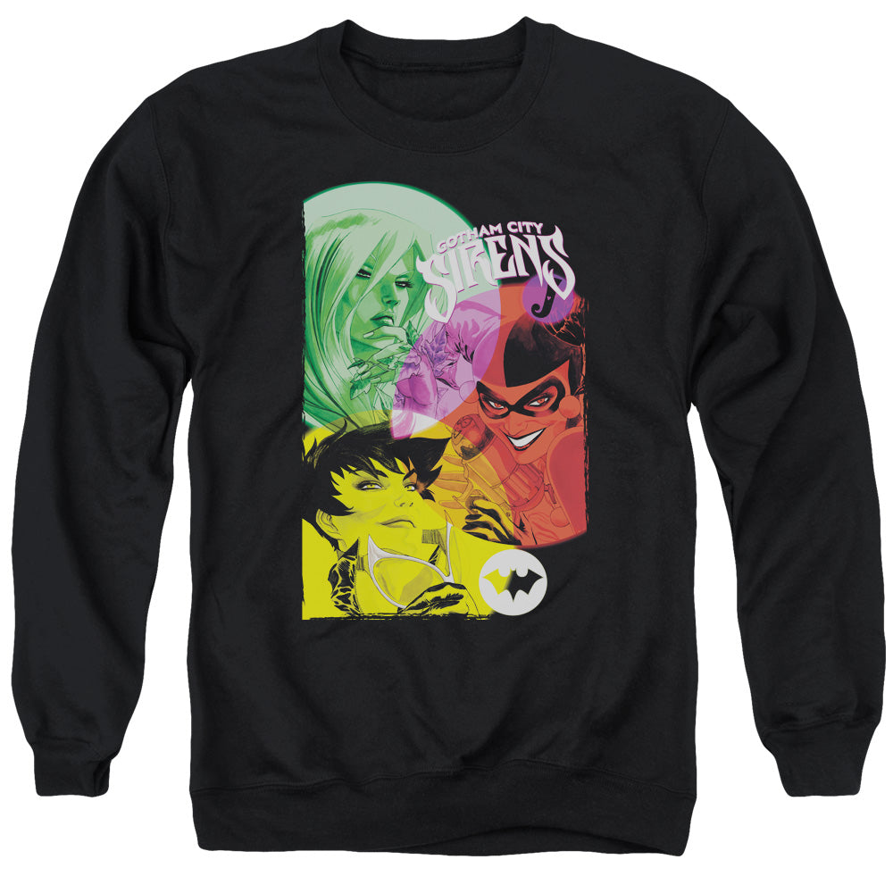 Batman Comics Gotham Sirens Men's Crewneck 50 50 Poly Long-Sleeve T-Shirt