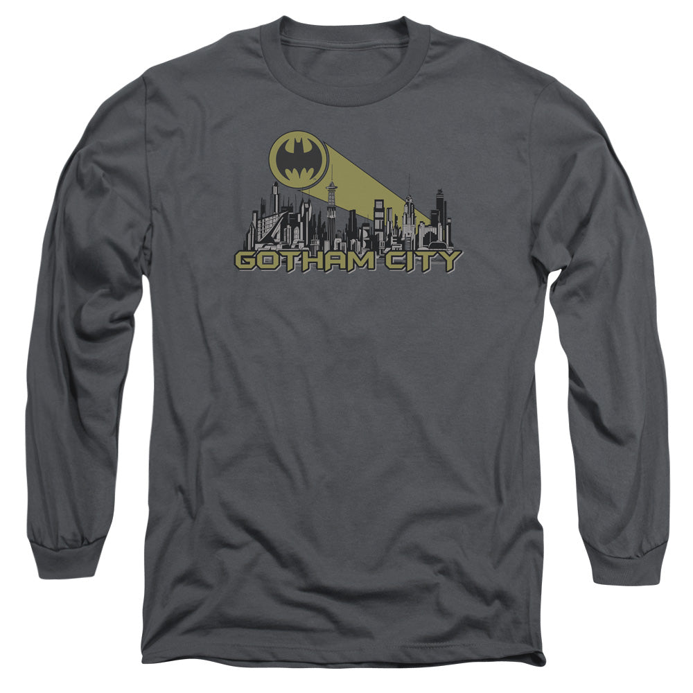 Batman Comics Gotham Skyline Men's 18/1 Cotton Long-Sleeve T-Shirt