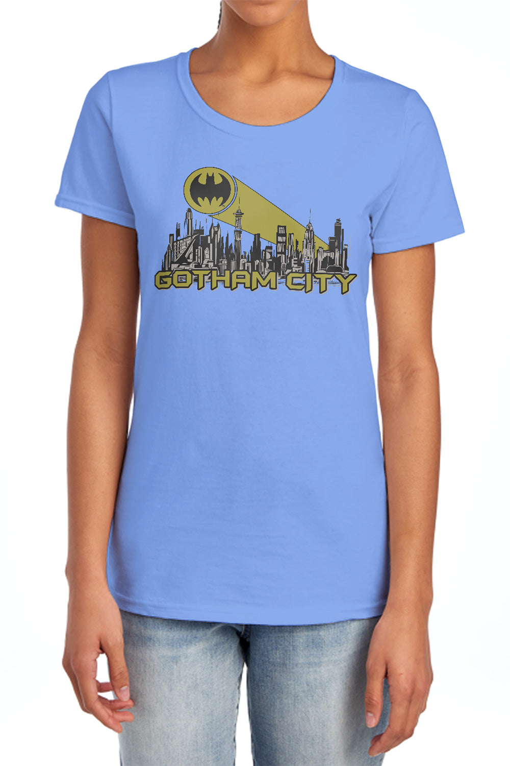 Batman Comics Gotham Skyline Women's 18/1 Cotton Short-Sleeve T-Shirt