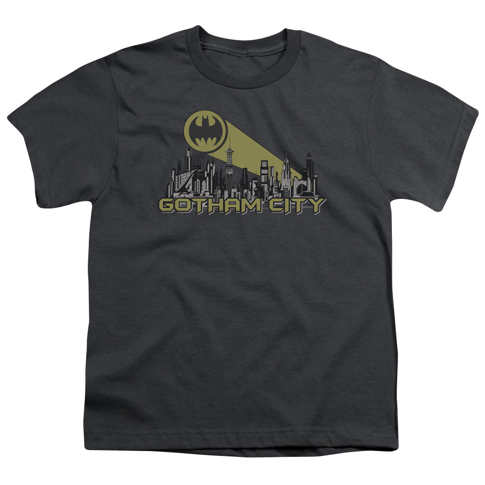 Batman Comics Gotham Skyline Youth 18/1 100% Cotton Short-Sleeve T-Shirt