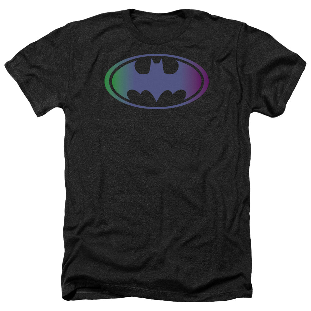 Batman Comics Gradient Bat Logo Men's 30/1 Heather 60 40 Poly Short-Sleeve T-Shirt
