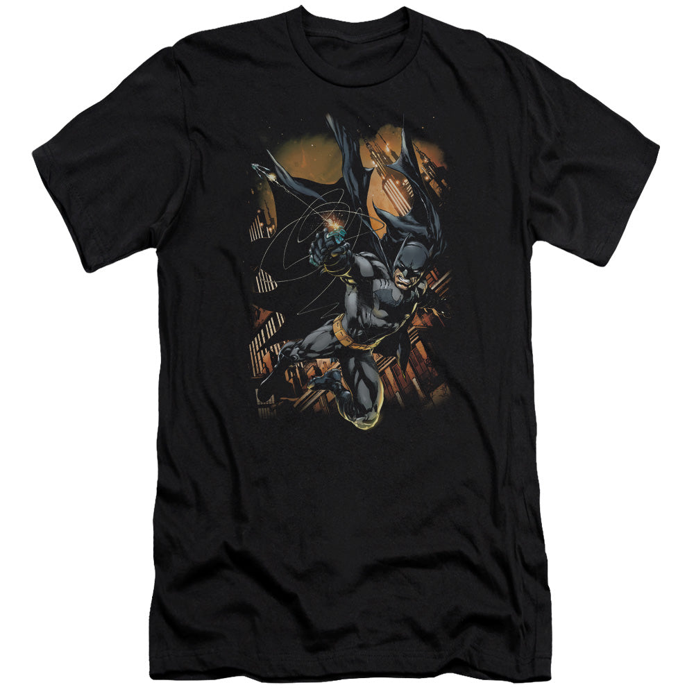 Batman Comics Grapple Fire Men's Ultra-Soft 30/1 Cotton Slim Short-Sleeve T-Shirt