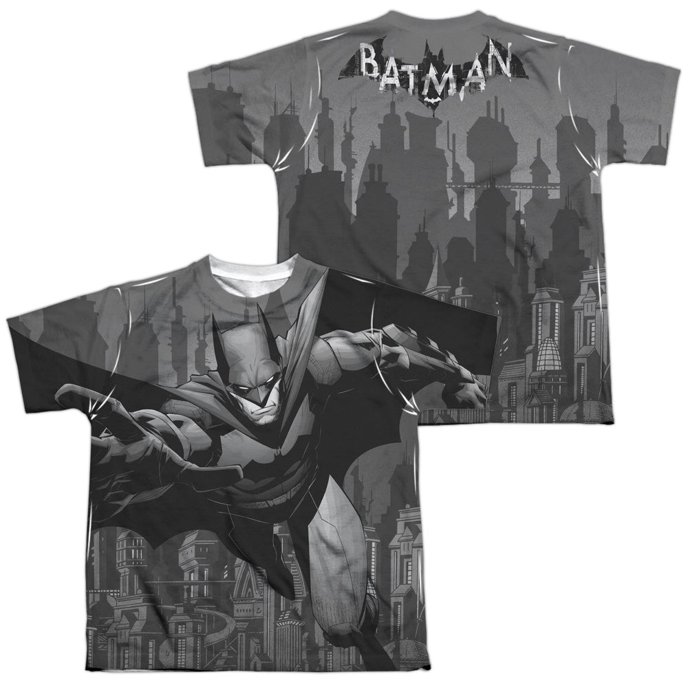 Batman Comics Grey Race (Front/Back Print) Youth Regular Fit Poly Short-Sleeve T-Shirt
