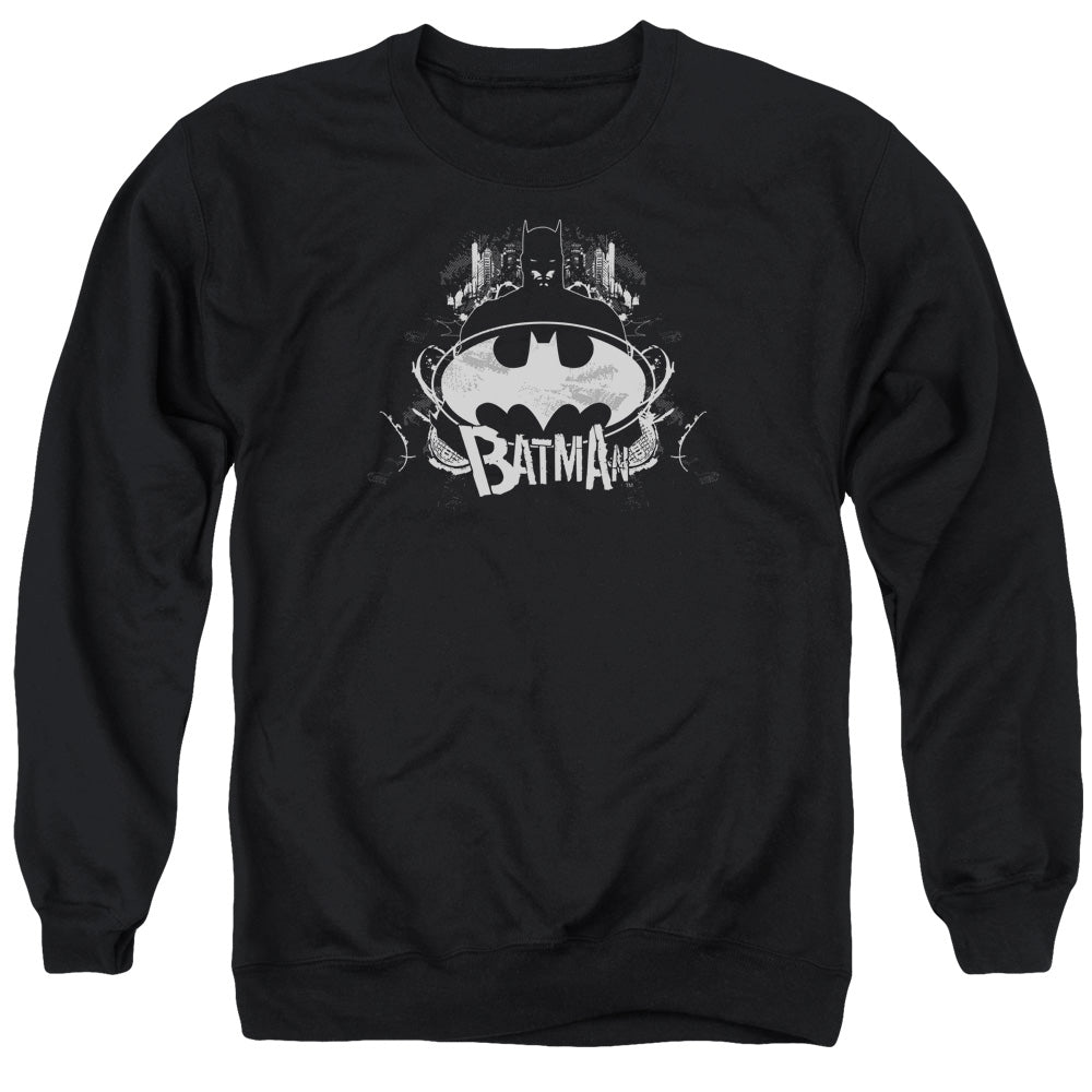 Batman Comics Grim & Gritty Men's Crewneck 50 50 Poly Long-Sleeve T-Shirt