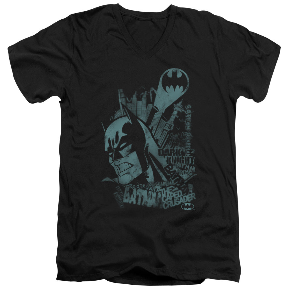 Batman Comics Gritted Teeth Men's 30/1 Cotton Slim V-Neck T-Shirt
