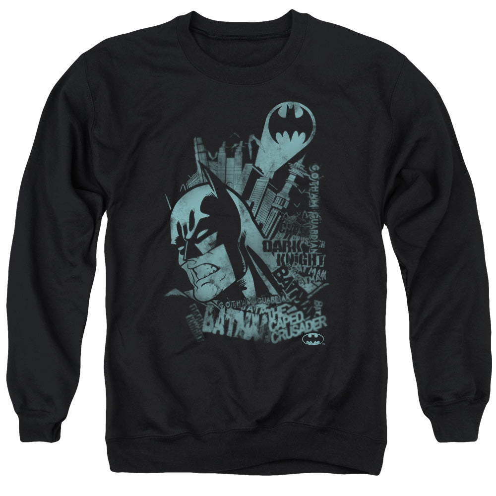 Batman Comics Gritted Teeth Men's Crewneck 50 50 Poly Long-Sleeve T-Shirt