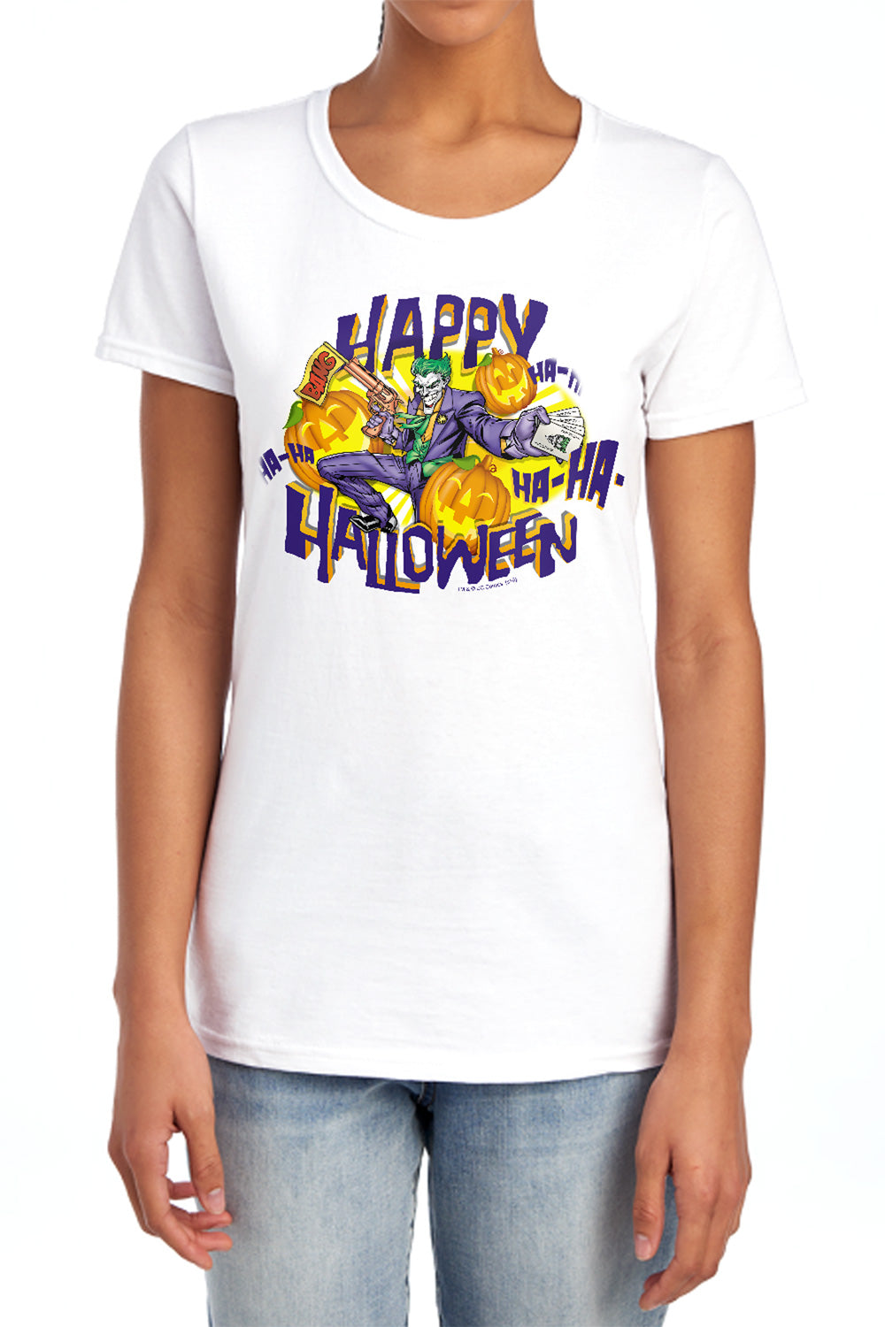 Batman Comics Ha Ha Halloween Women's 18/1 Cotton Short-Sleeve T-Shirt