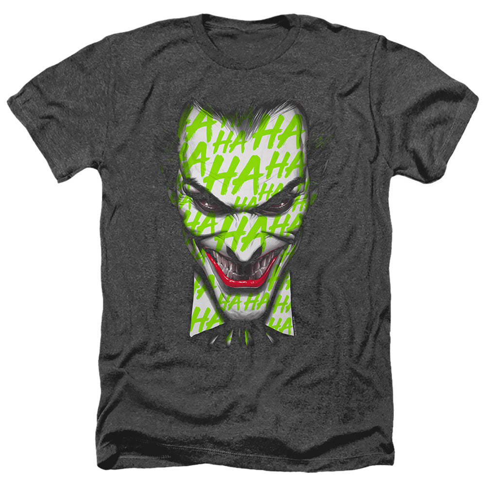 Batman Comics Ha Ha Smile Men's 30/1 Heather 60 40 Poly Short-Sleeve T-Shirt