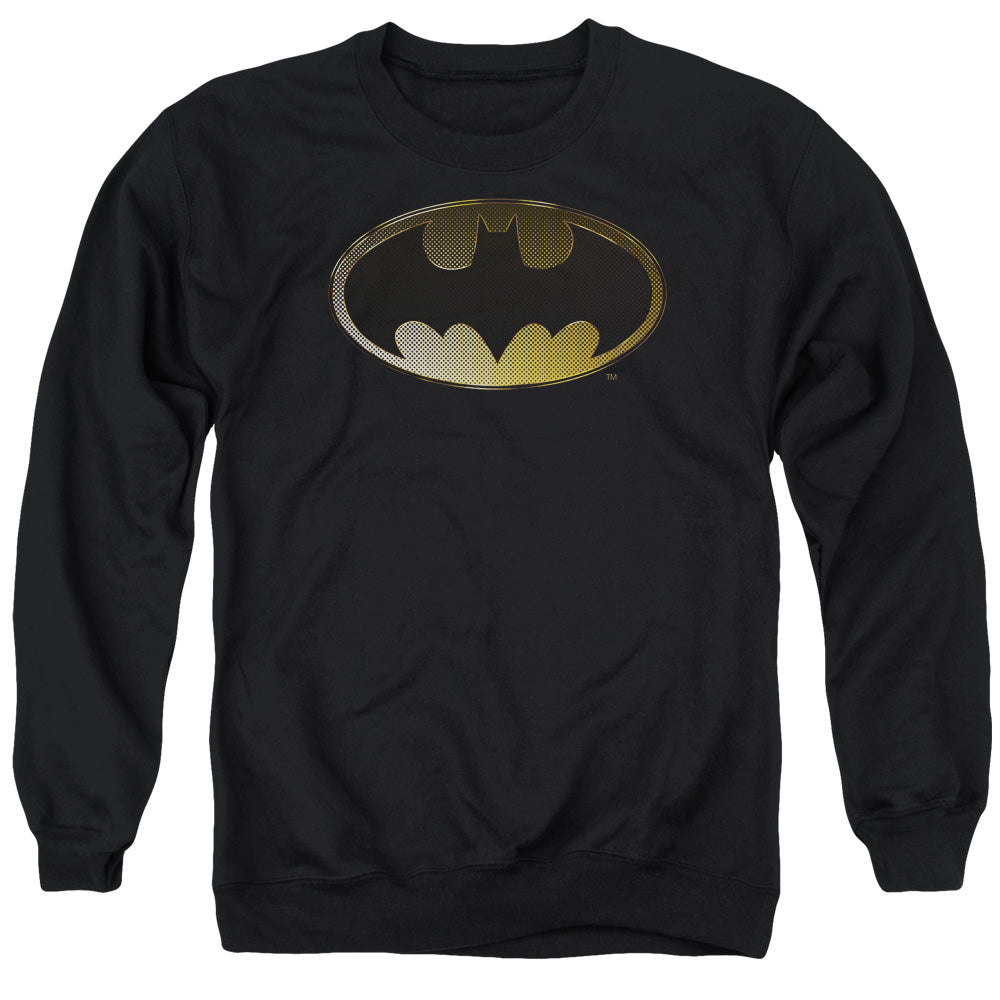 Batman Comics Halftone Bat Men's Crewneck 50 50 Poly Long-Sleeve T-Shirt