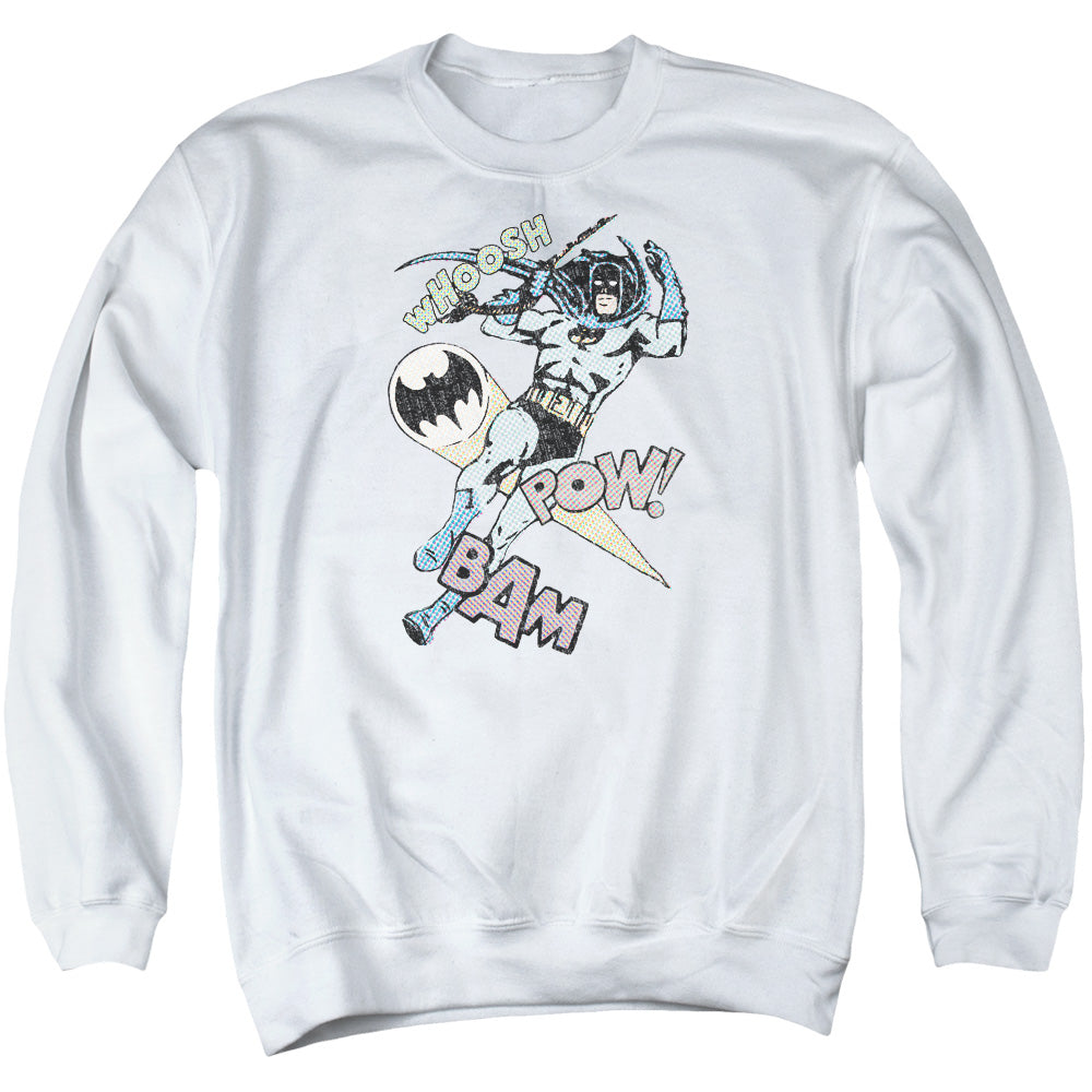Batman Comics Halftone Swing Men's Crewneck 50 50 Poly Long-Sleeve T-Shirt