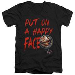Batman Comics Happy Face Men's 30/1 Cotton Slim V-Neck T-Shirt