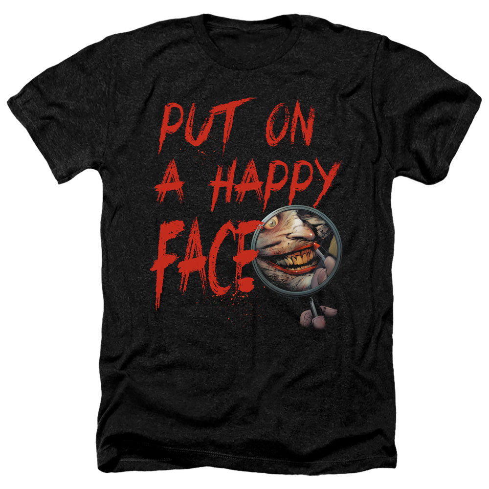 Batman Comics Happy Face Men's 30/1 Heather 60 40 Poly Short-Sleeve T-Shirt