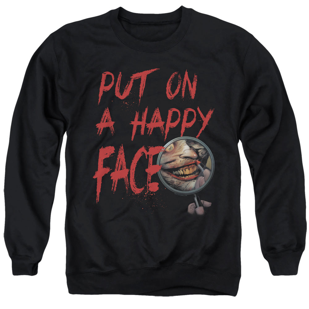 Batman Comics Happy Face Men's Crewneck 50 50 Poly Long-Sleeve T-Shirt