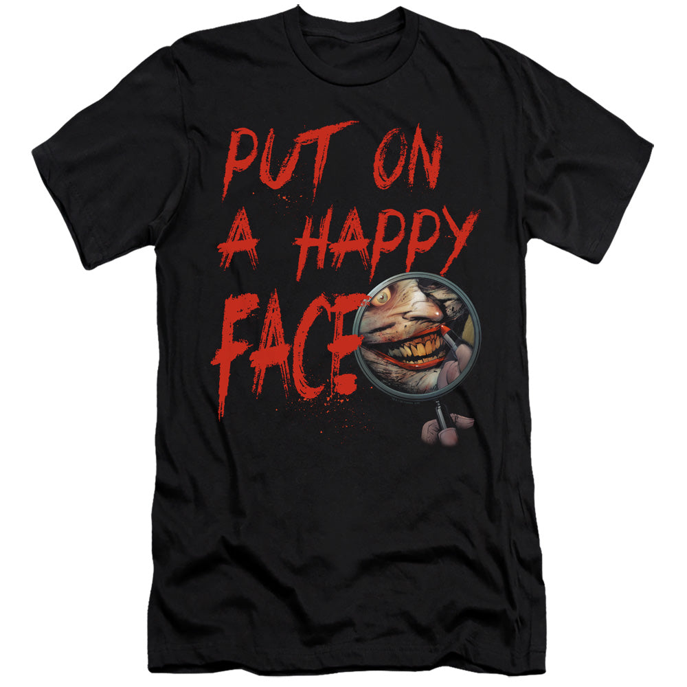 Batman Comics Happy Face Men's Ultra-Soft 30/1 Cotton Slim Short-Sleeve T-Shirt