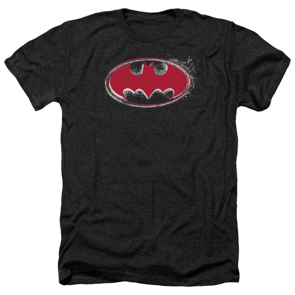 Batman Comics Hardcore Noir Bat Logo Men's 30/1 Heather 60 40 Poly Short-Sleeve T-Shirt