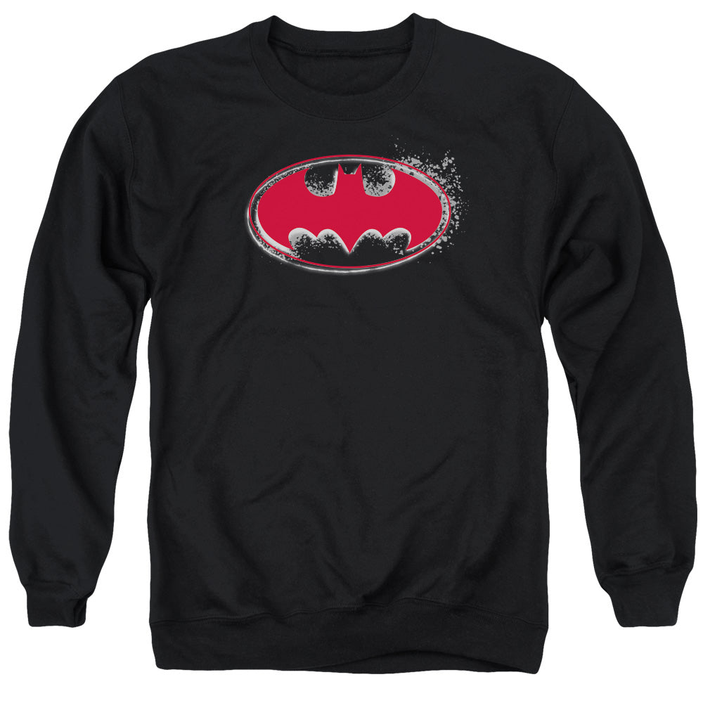 Batman Comics Hardcore Noir Bat Logo Men's Crewneck 50 50 Poly Long-Sleeve T-Shirt