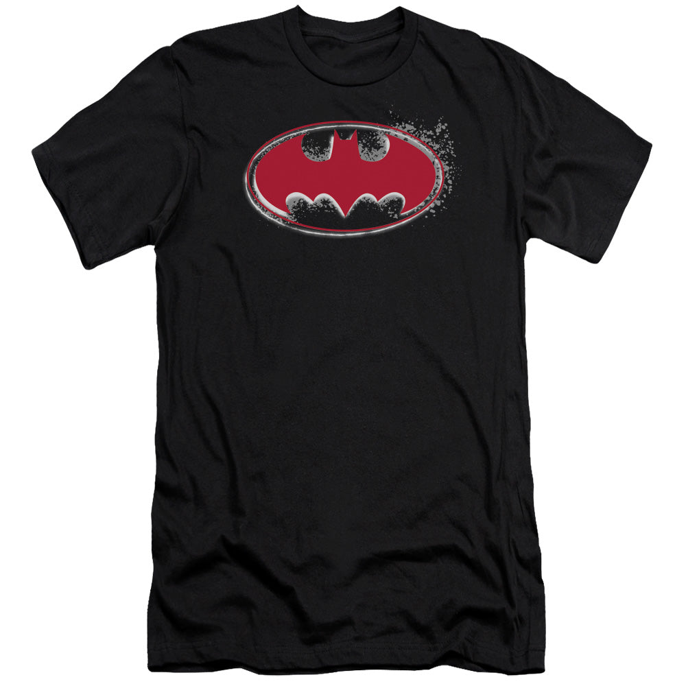 Batman Comics Hardcore Noir Bat Logo Men's Ultra-Soft 30/1 Cotton Slim Short-Sleeve T-Shirt
