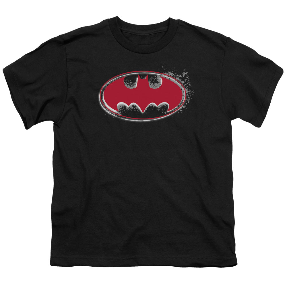 Batman Comics Hardcore Noir Bat Logo Youth 18/1 100% Cotton Short-Sleeve T-Shirt