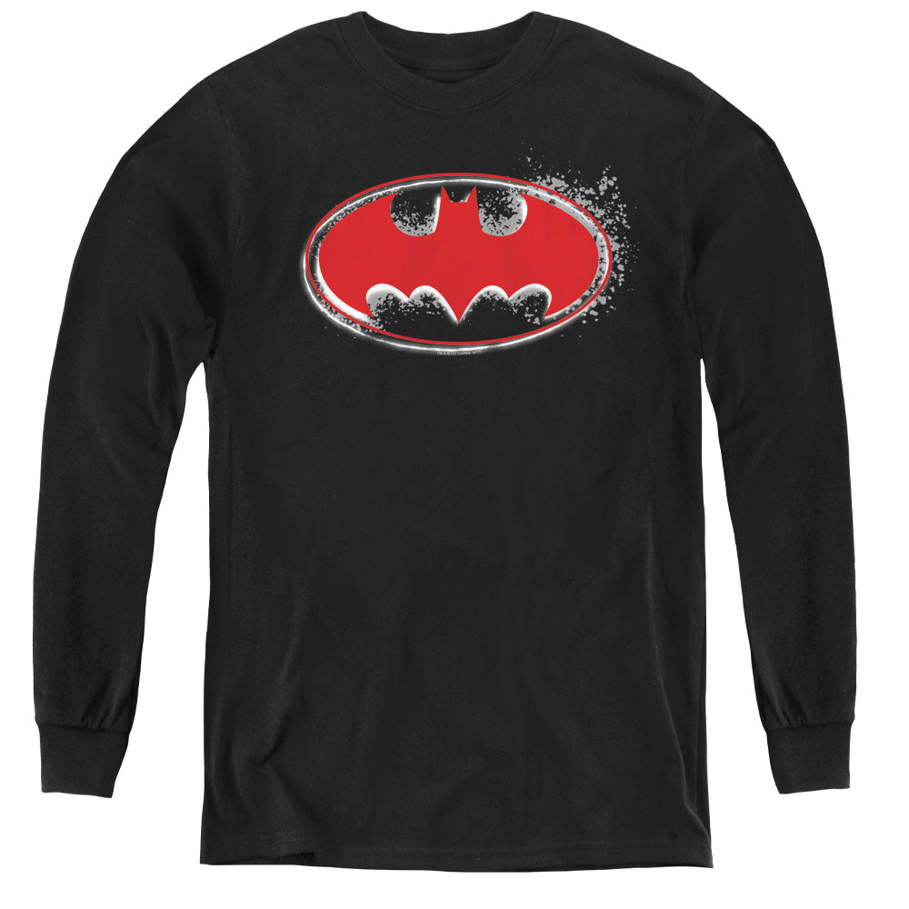 Batman Comics Hardcore Noir Bat Logo Youth Long-Sleeve T-Shirt