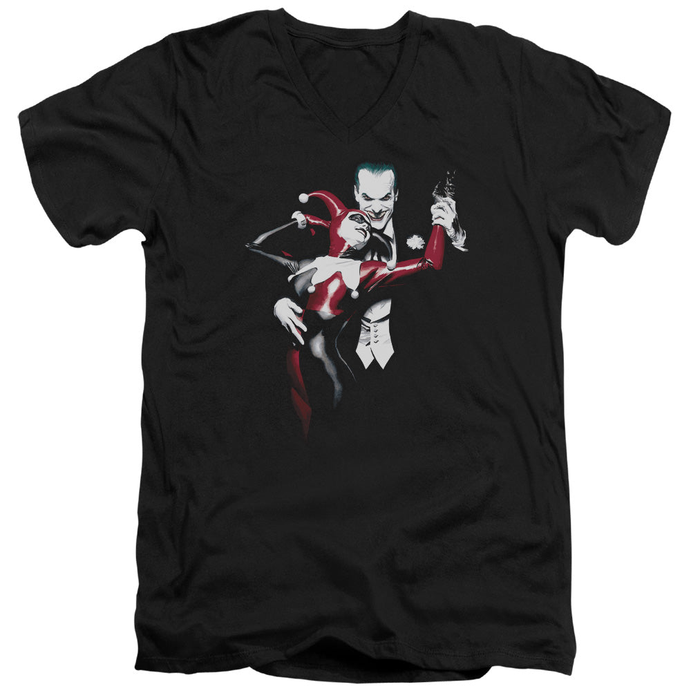 Batman Comics Harley And Joker Men's 30/1 Cotton Slim V-Neck T-Shirt